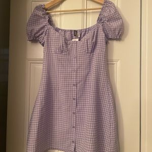 NWT H&M Lavender Gingham Sundress with Ruffled Cap Sleeves